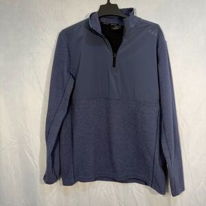 Bauer Performance 1/4 Zip Pullover Sweater Textured Fabric Blue Gray L Hockey